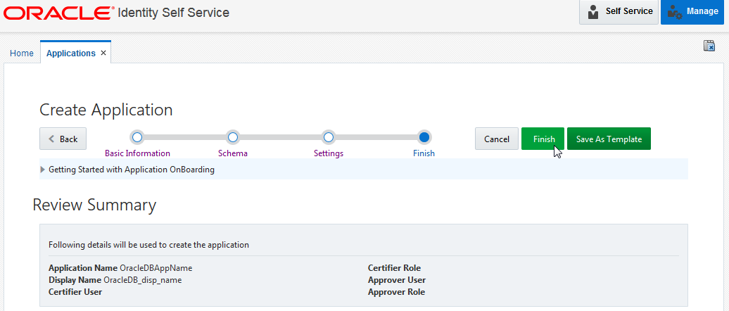 Review the application details and submit details
