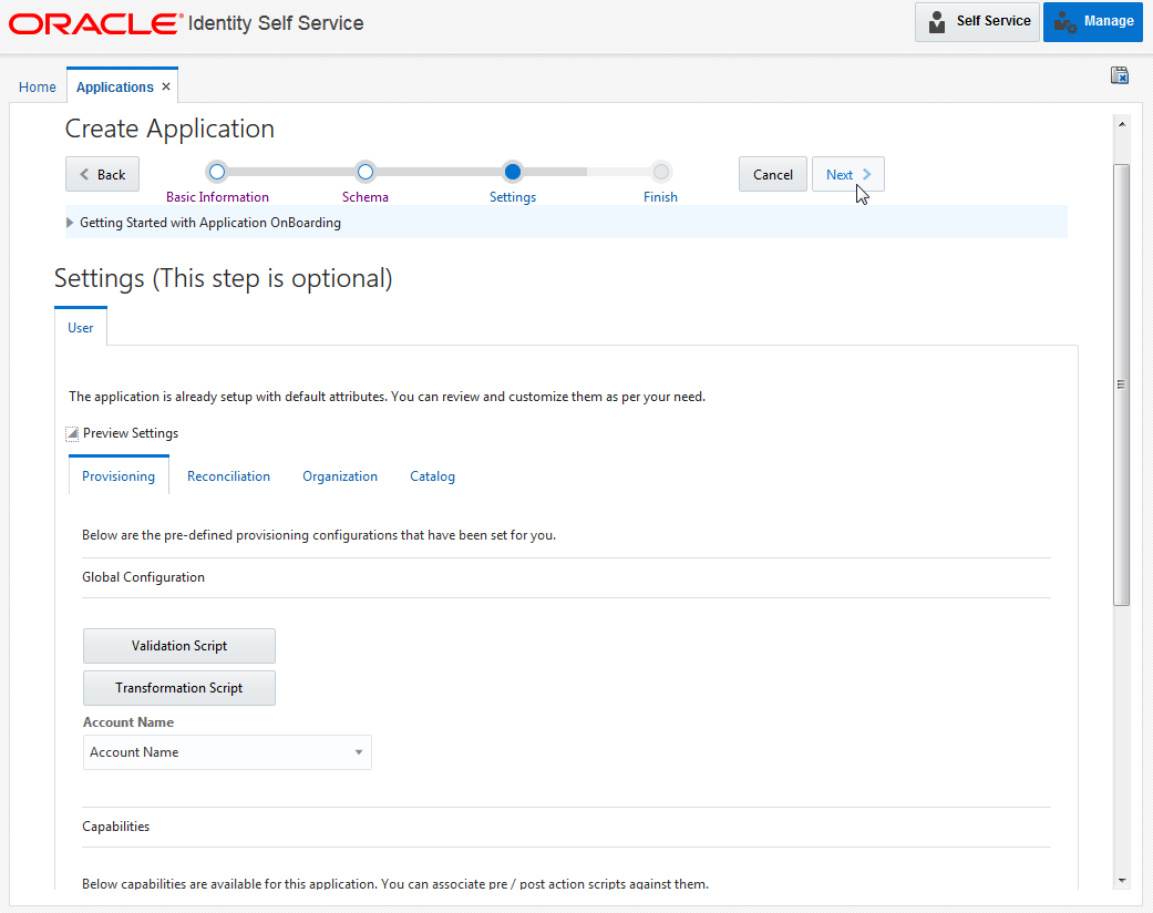Review the application settings and update them if required
