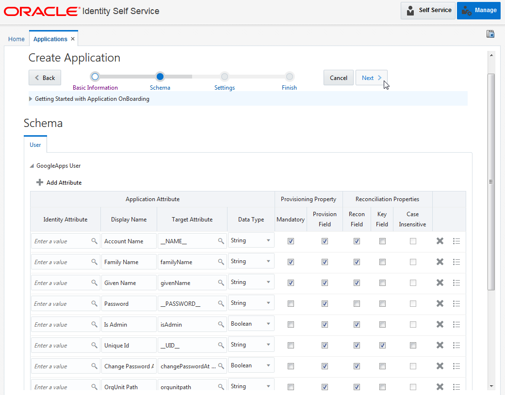 Review the default schema mapping