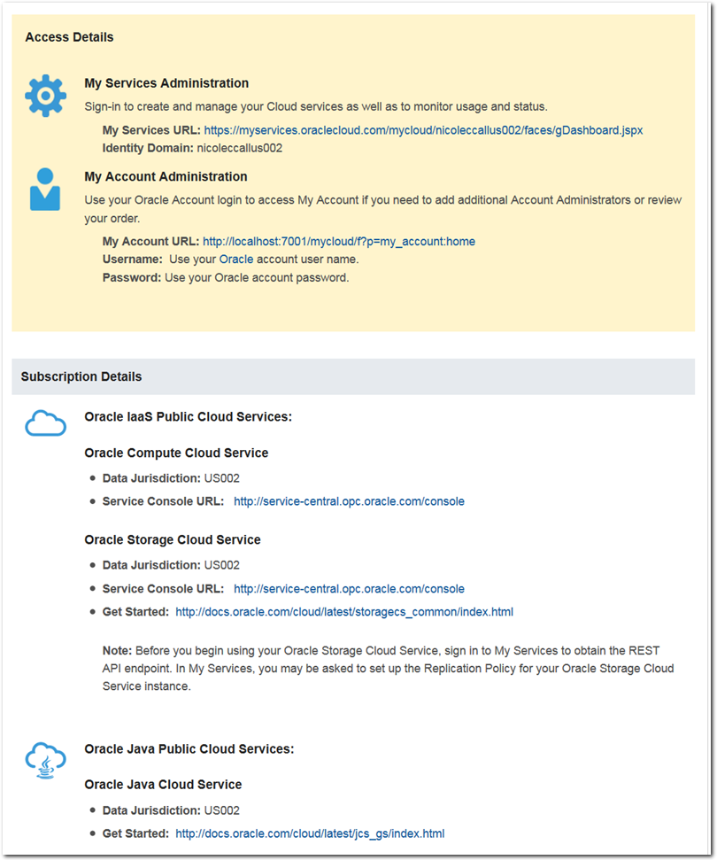 Welcome mail-Access details
