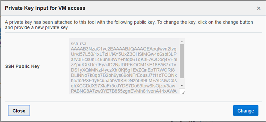 Public
                                  Key input for VM access