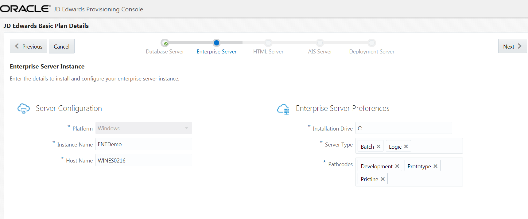 JD
                                      Edwards Enterprise Server Details