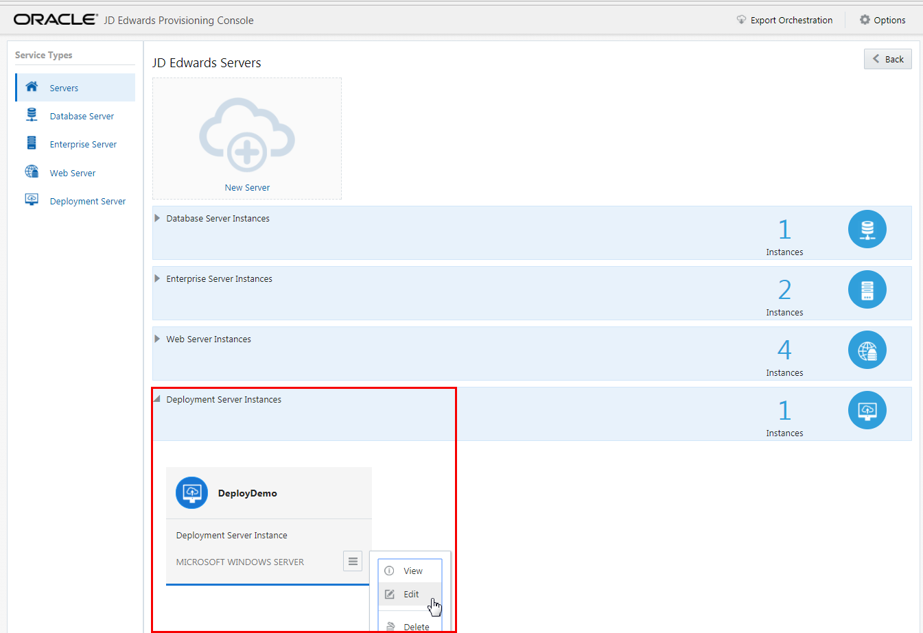 Deployment
                                server Instances