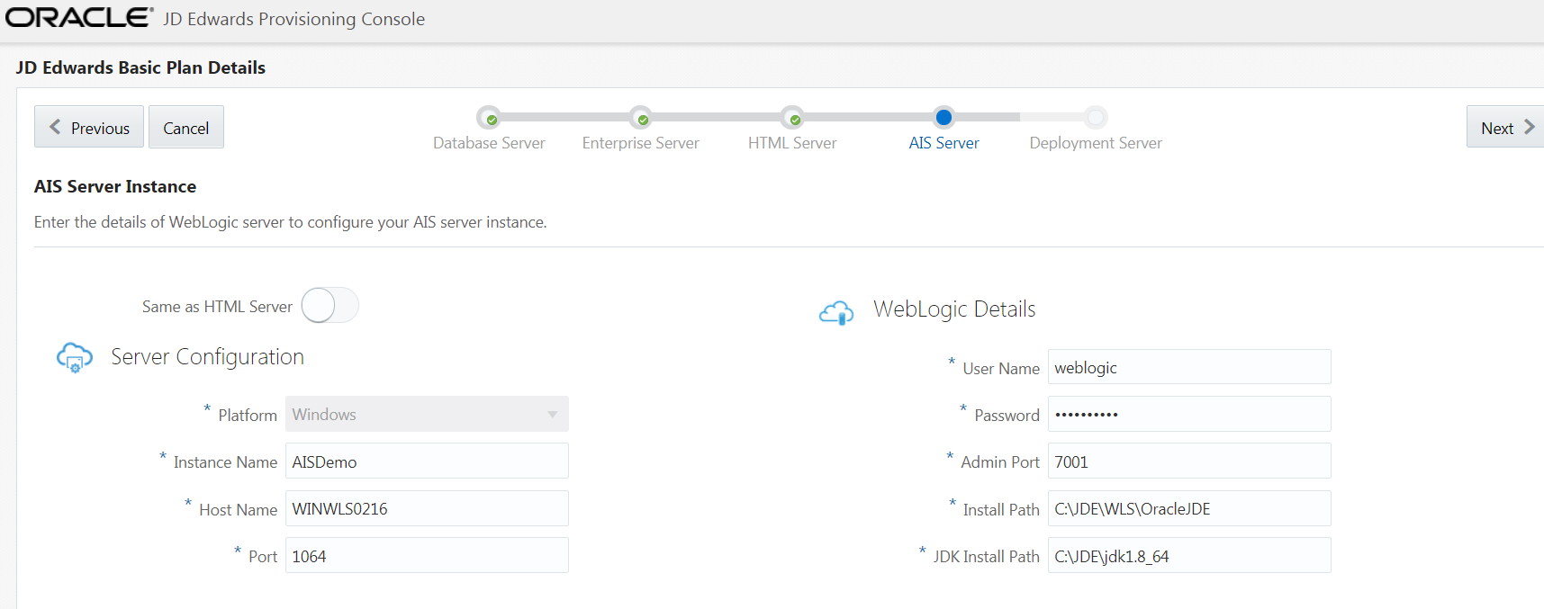 JD
                                  Edwards Web Server Details