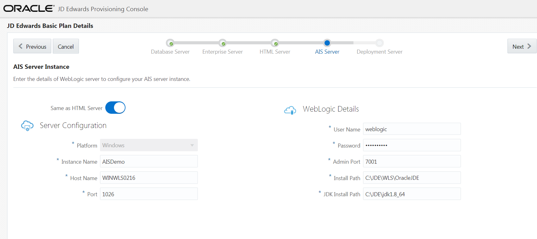 JD
                                  Edwards Web Server Details