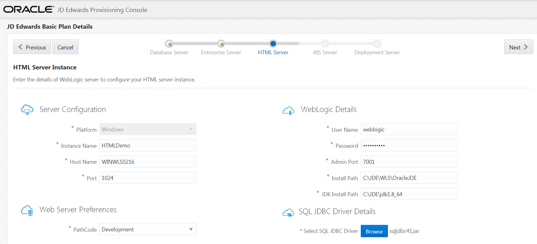 JD
                                  Edwards Web Server Details