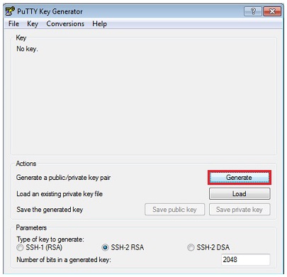 PuTTY Key Generator 