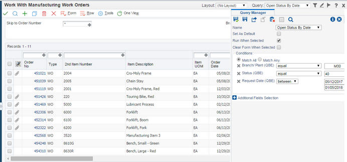 Open Status By Date query