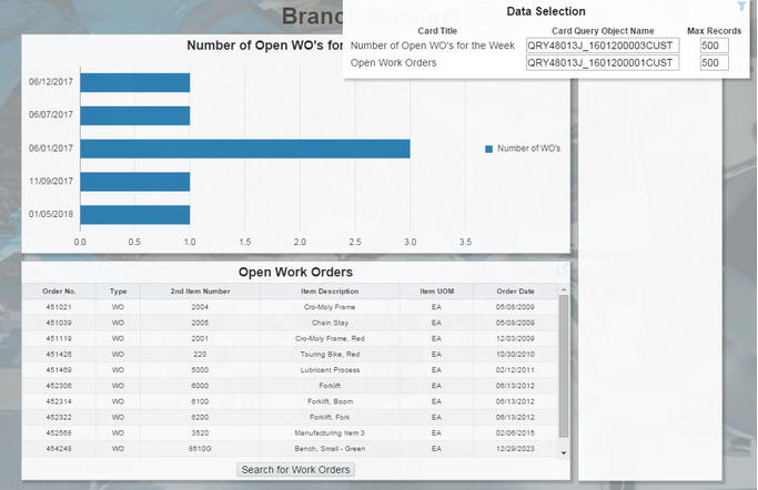 Data Selection pulldown