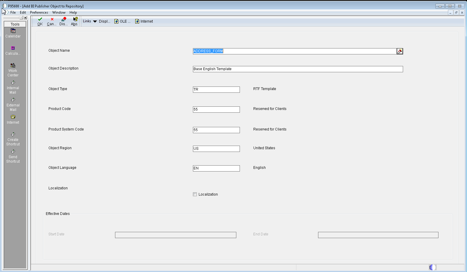 Tabla para las plantillas