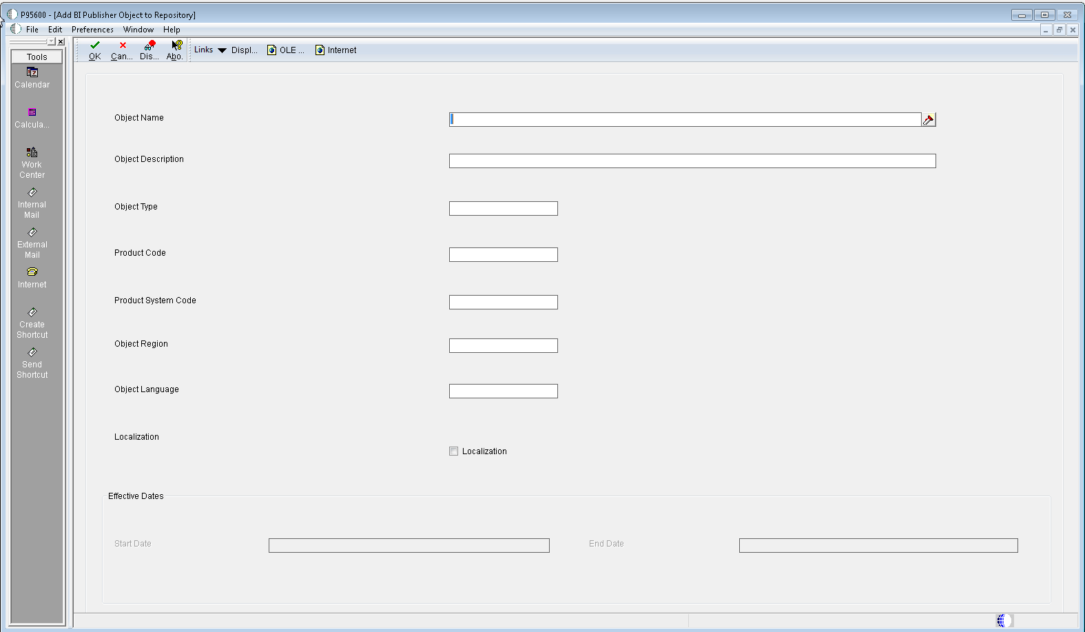 Botón Add de la pantalla BI Publisher Repository