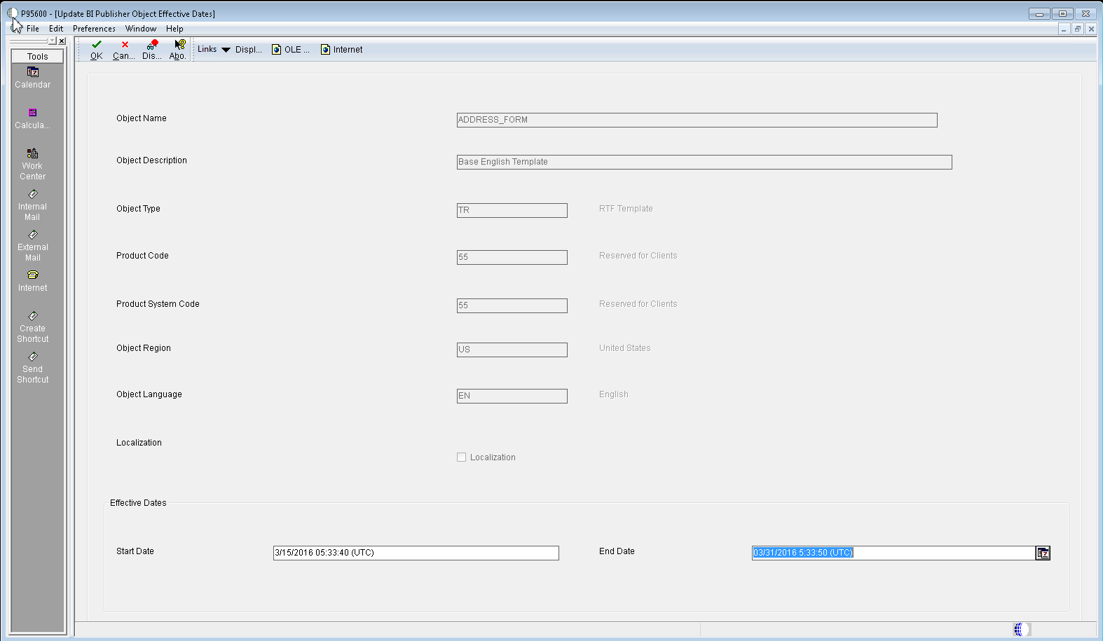 Tabla para las plantillas