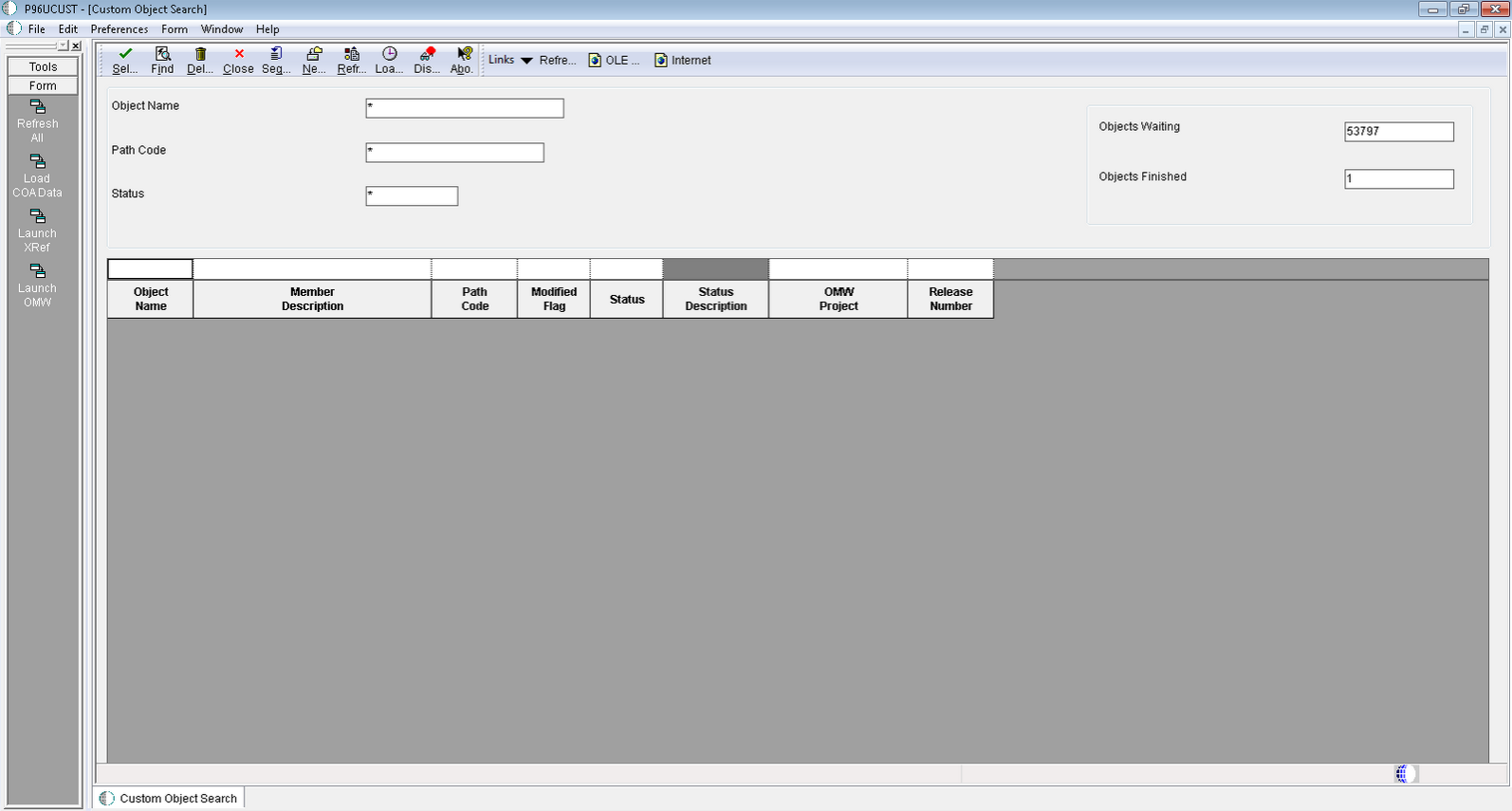 P96UCUST - Custom Object Search