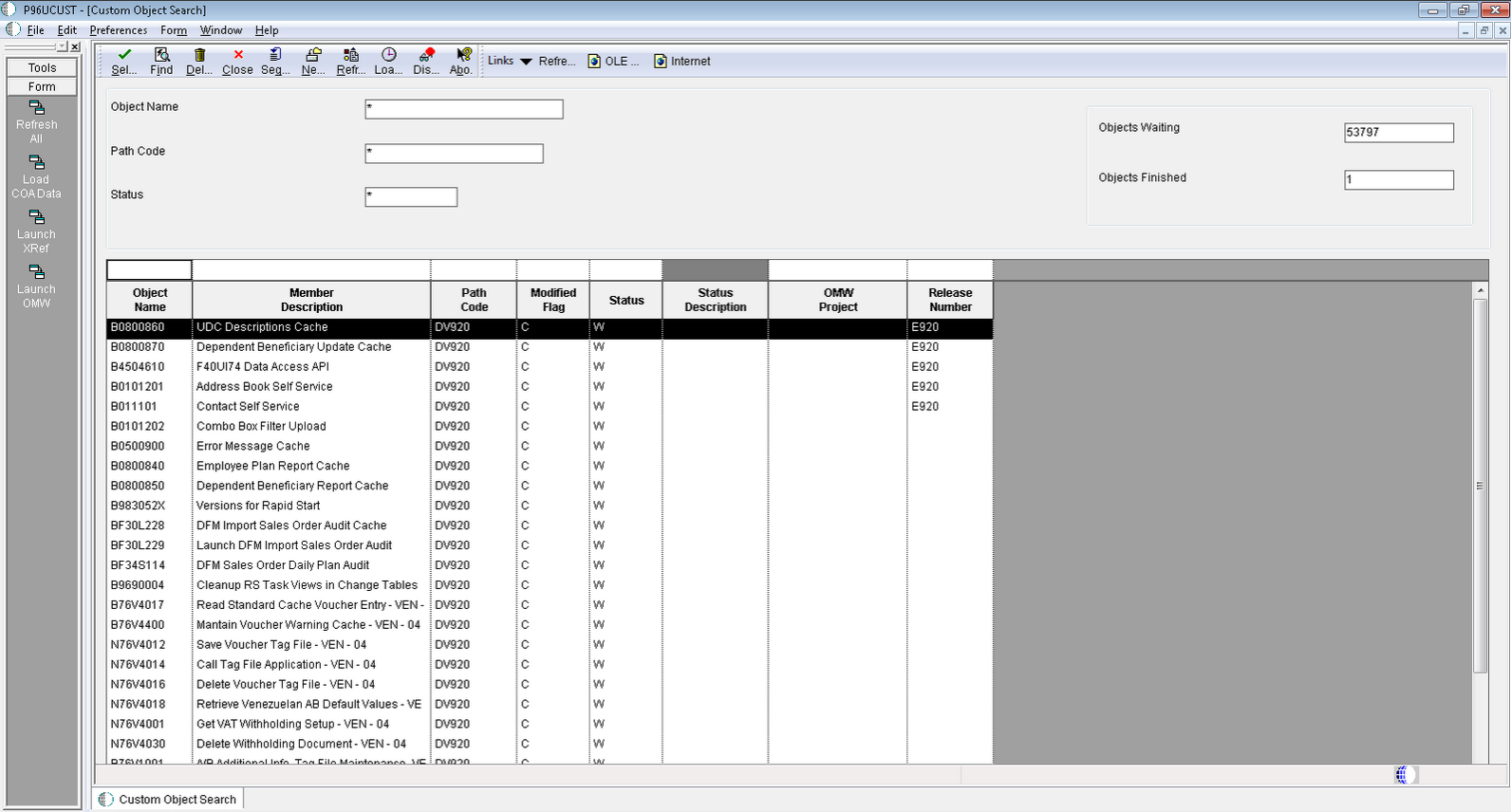 P96UCUST - Custom Object Search