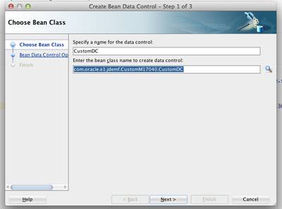 Create Bean Data Control