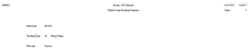 Object Usage Tracking Summary Report