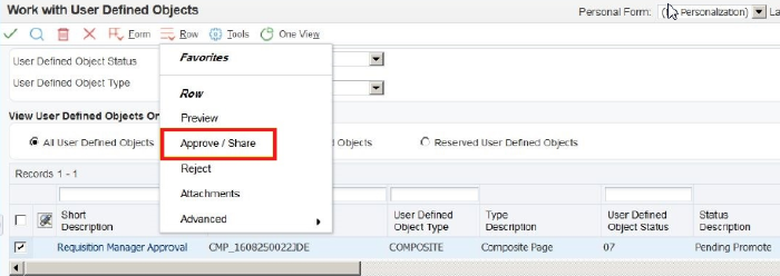 Approve/Share Row Exit