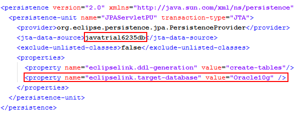Edit persistence.xml file
