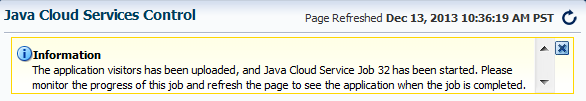 Java Cloud Services Control 
                message