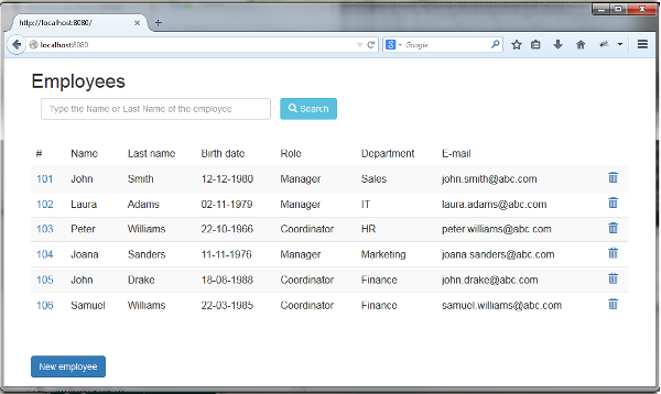 Testing search operation