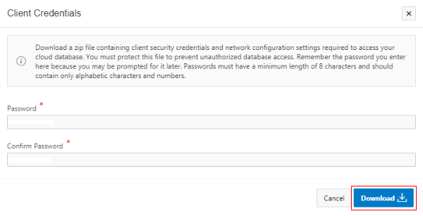 Download client credentials