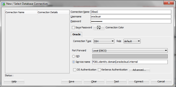 New /Select Database Connection dialog box