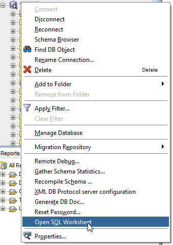 Connection context menu
