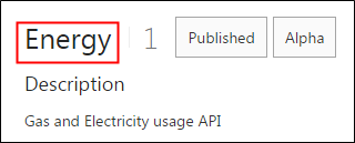 The Energy API as listed on the APIs List page