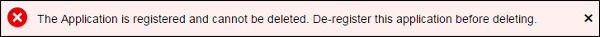 Error deleting registered application