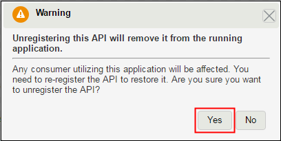 Warning unregistering the API