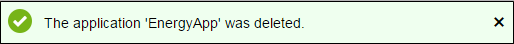 Confirmation message application deleted