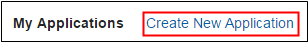 Create New Application link on the Registration page