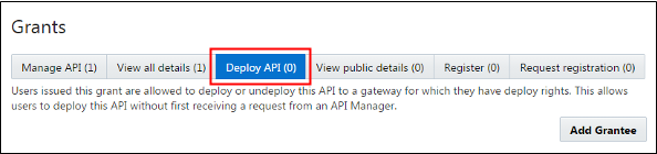 The Deploy API tab on the User Management page