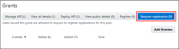 The Request Registration tab on the User Management page