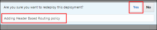 Confirmation message for redeployment