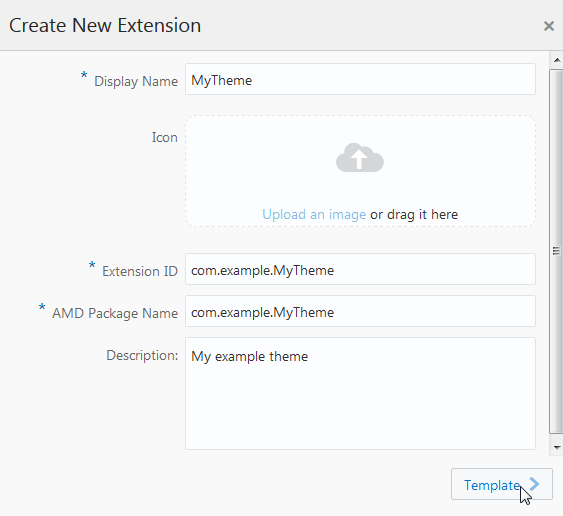 Create New Extension wizard