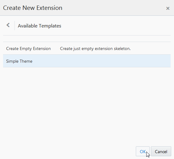 Create New Extension wizard