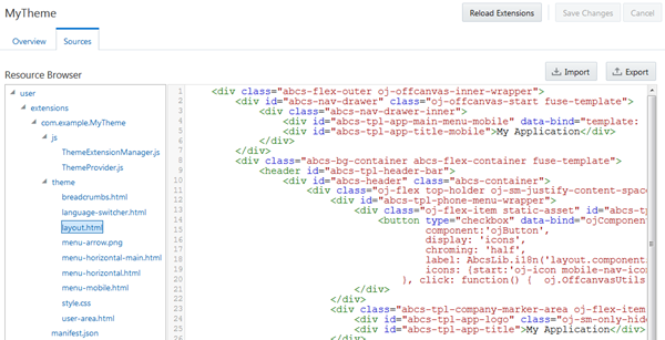 Editor pane with layout.html file