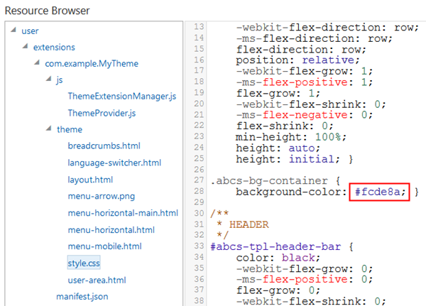 Modified line of style.css file