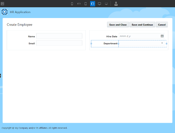 Create Employee page