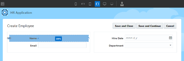 Create Employee page