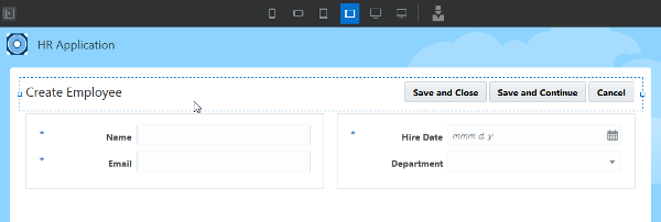 Create Employee page