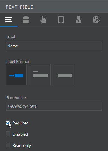 Text Field Property Inspector