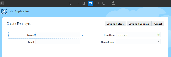 Create Employee page 
