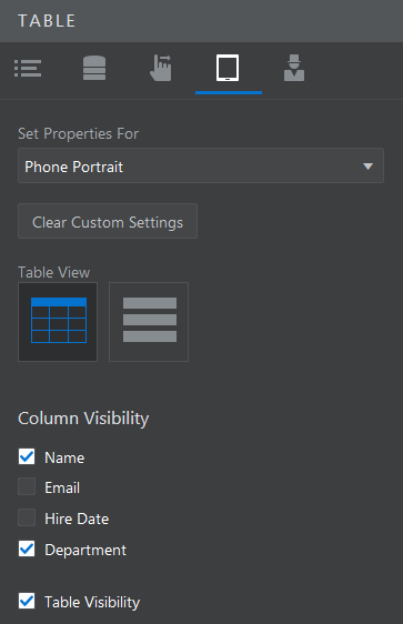Responsive tab for Phone Portrait