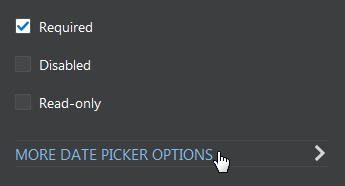 Date Picker Options in Date Property Inspector