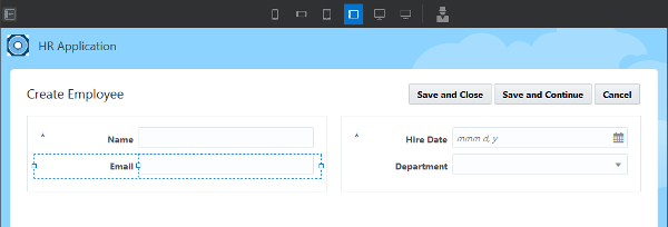 Create Employee page 