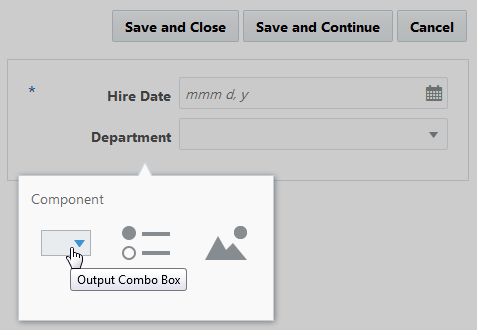 Component pop-up box