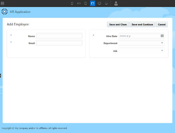 Create Employee page