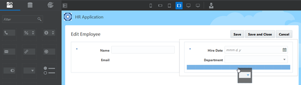 Components palette and Edit Employee page